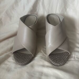 Calvin Klein Bardot Cream and Gray Mules with Elegant Design